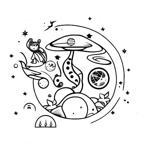 Little Prince, baobab, space, road tattoo design idea