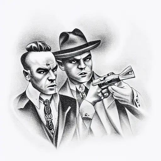 gangsters, moonshine, 1930, chicago tattoo design idea