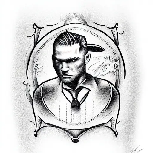 gangster, chicago, back, Tommy gun tattoo design idea