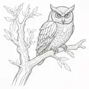 owl perched on tree branch  tattoo design idea