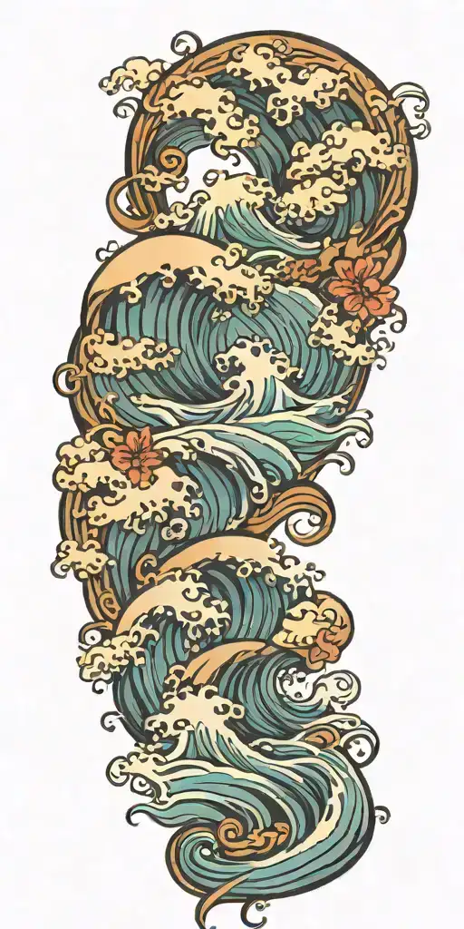 ocean waves tattoo design idea