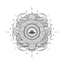 An intricately designed mandala incorporating snakes, moon, and sun elements tattoo design idea