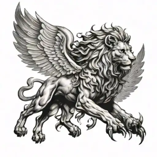 lion, st michael archangel tattoo design idea