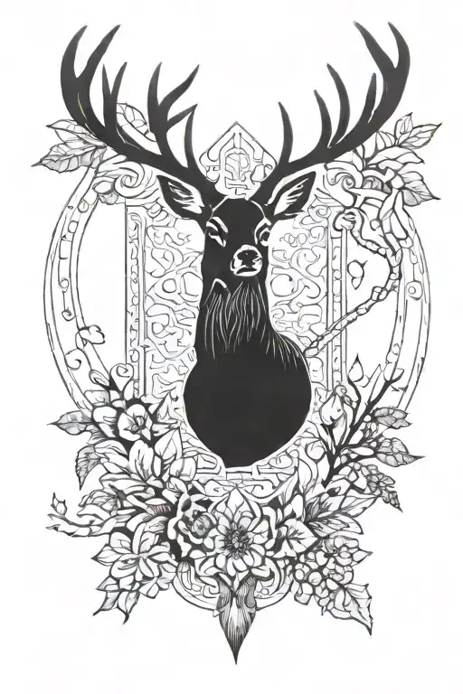 deer algiz pagan tattoo design idea