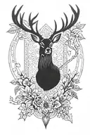 deer algiz pagan tattoo design idea