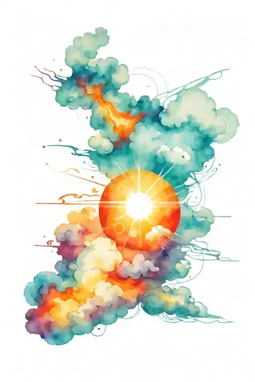 SUN AND CLOUDS IN THE SKY tattoo design idea