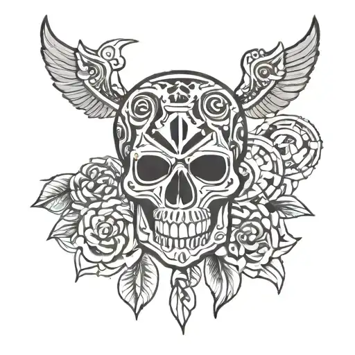 texas and aztec tattoo design idea