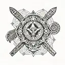 texas and aztec tattoo design idea