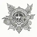 texas and aztec tattoo design idea