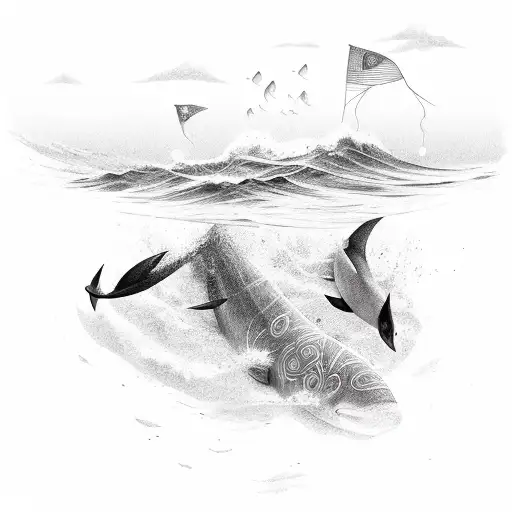 friends and sea tattoo design idea