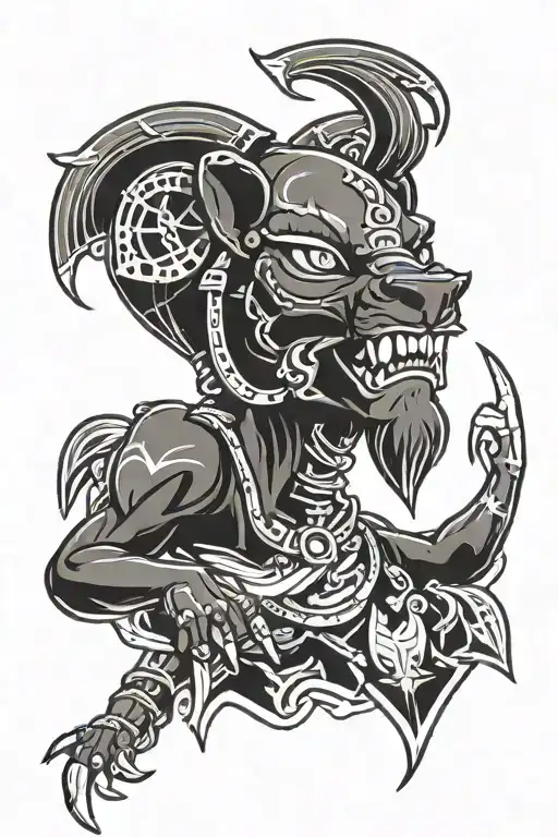 sekhmet representing vicious, love, hate  tattoo design idea