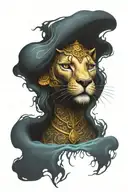 sekhmet endulging storms in ocean tattoo design idea