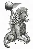 sekhmet endulging storms in space tattoo design idea