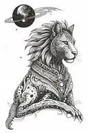 sekhmet endulging storms in space tattoo design idea