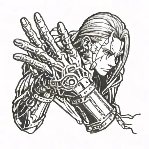 edward elric full metal alchemist hand clap line art tattoo  tattoo design idea