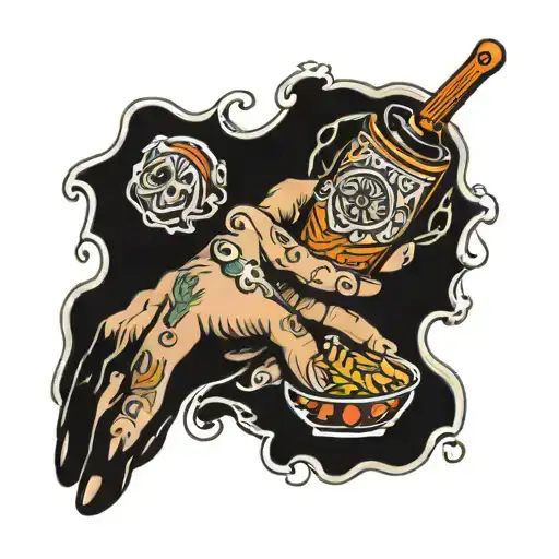 hand of god, chips and salsa  tattoo design idea