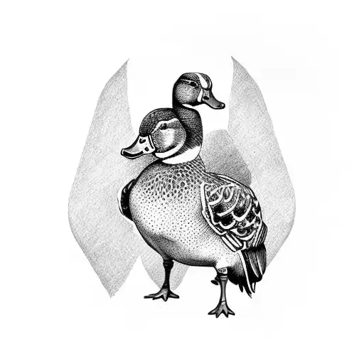 Duck wearing a mafia outfit tattoo design idea