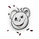 A playful cartoon character made entirely out of red kidney beans, representing the client's love for them tattoo design idea