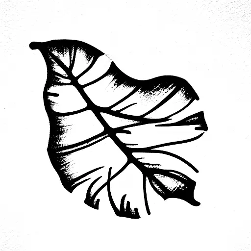 monstera leaf in shape of Hawaiian islands tattoo design idea