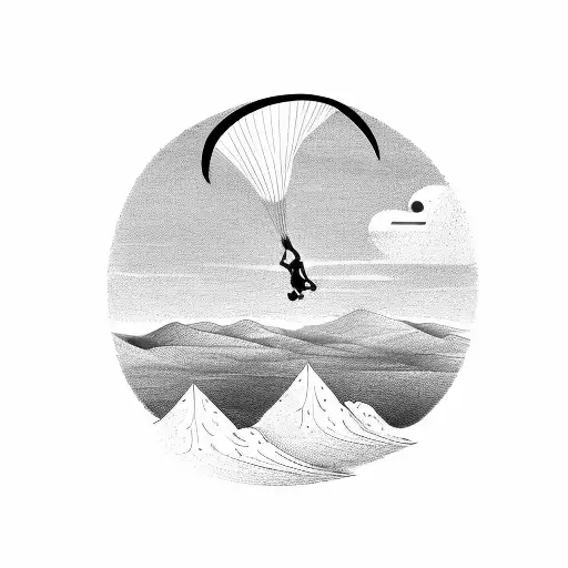 Paragliding on top of Hills and bike riding  tattoo design idea