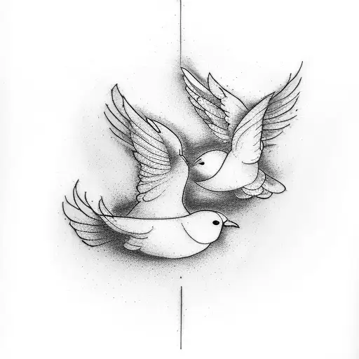 A minimalist tattoo of two doves representing your grandparents with the initials 'LLKS' subtly included tattoo design idea