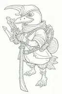 tonberry from final fantasy x in the style of the duck with a knife meme tattoo design idea