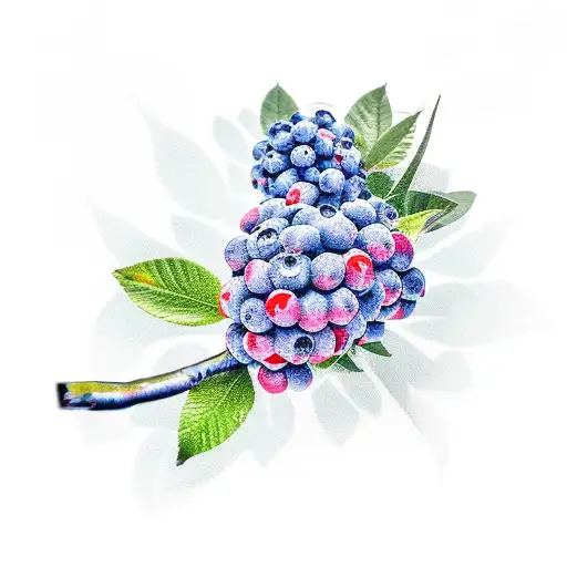 blueberry branch no flowers tattoo design idea