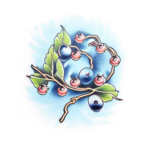 blueberry branch tattoo design idea