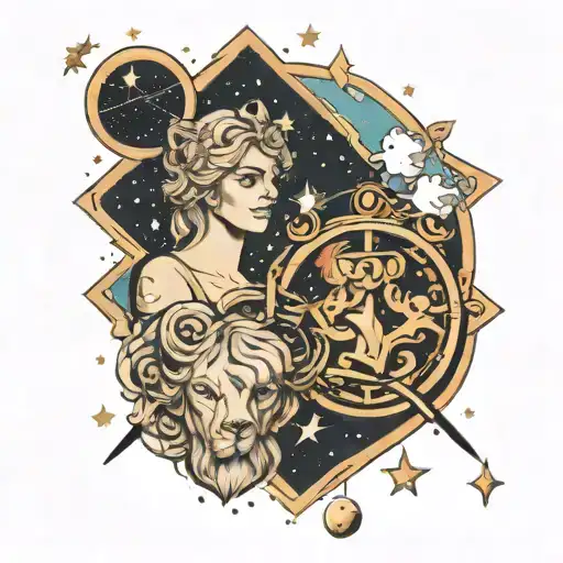 Leo and libra constellation tattoo design idea
