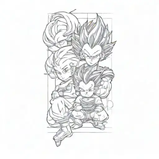dragon ball z vegeta family child sitting tattoo design idea