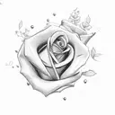 script writing with the names Serena and Sebastian with a rose and a love heart tattoo design idea