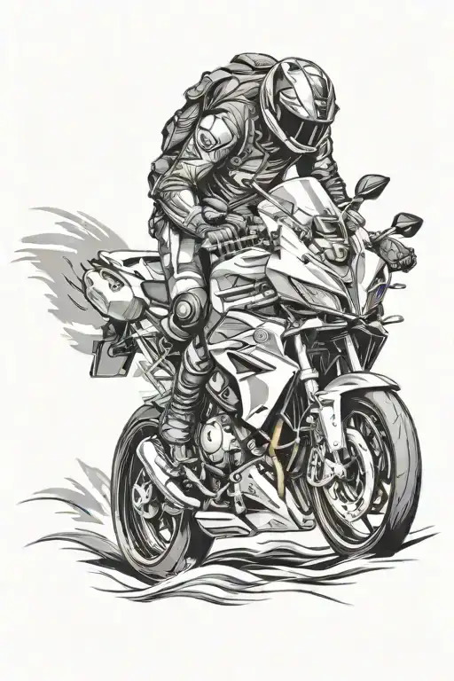 fisherman and bmw s1000rr tattoo design idea