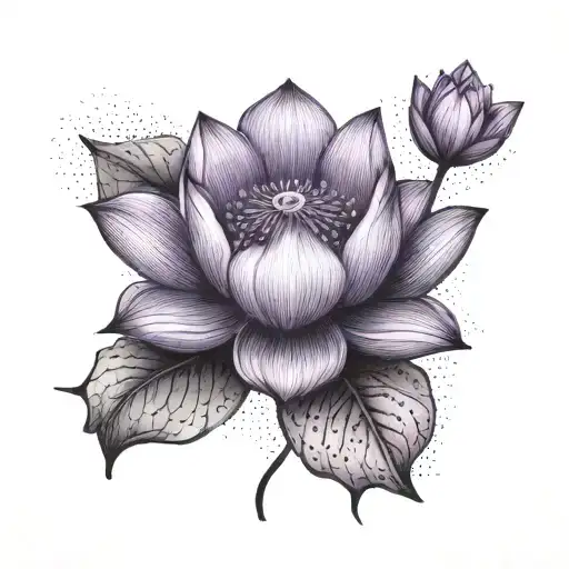 A purple lotus flower with a nurse's cap in the center, symbolizing purity, healing, and the nurse's profession tattoo design idea