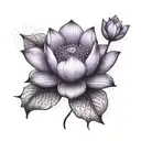 A purple lotus flower with a nurse's cap in the center, symbolizing purity, healing, and the nurse's profession tattoo design idea