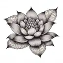 A purple lotus flower with a nurse's cap in the center, symbolizing purity, healing, and the nurse's profession tattoo design idea