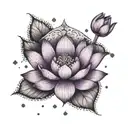 A purple lotus flower with a nurse's cap in the center, symbolizing purity, healing, and the nurse's profession tattoo design idea