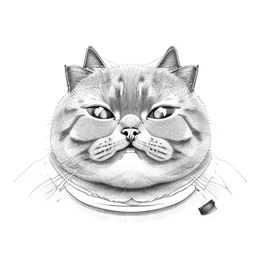 chubby cat tattoo design idea