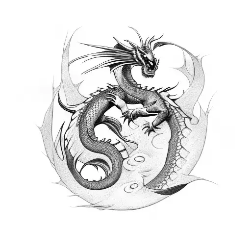 Dragon and carp tattoo design idea