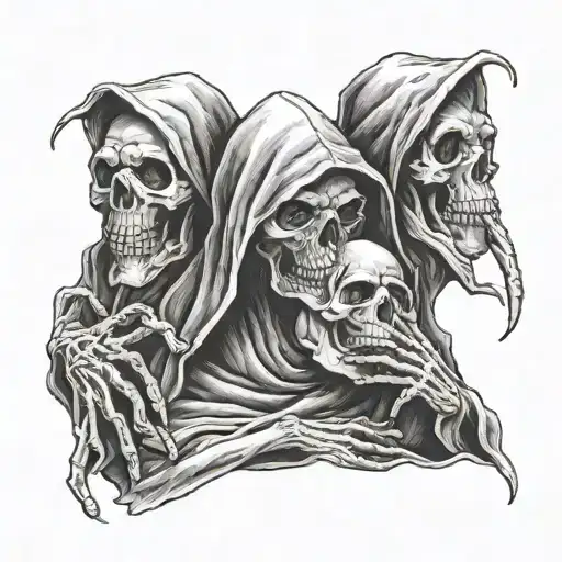 see no evil hear no evil speak no evil grim reaper tattoo design idea