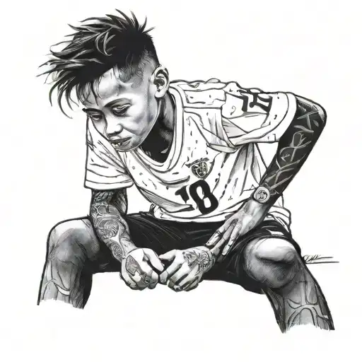 child admiring neymar jr sitting tattoo design idea