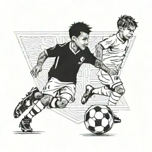 child admiring neymar jr while playing football tattoo design idea