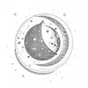 crescent-shaped moon and the birth dates arranged in a circular pattern around it  tattoo design idea