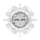 moon and the birth dates arranged in a circular pattern around it  tattoo design idea
