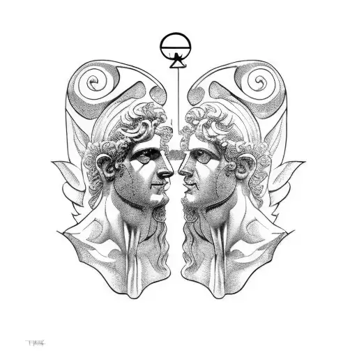 Apollo and Dionysus statue two faced  tattoo design idea