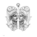 Apollo and Dionysus statue two faced  tattoo design idea