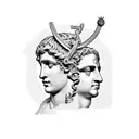 Apollo and Dionysus statue two faced  tattoo design idea