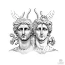 Apollo and Dionysus statue two faced  tattoo design idea
