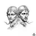 Apollo and Dionysus statue two faced  tattoo design idea