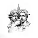 Apollo and Dionysus statue two faced  tattoo design idea