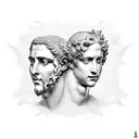 Apollo and Dionysus statue two faced  tattoo design idea